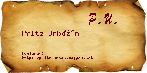 Pritz Urbán névjegykártya